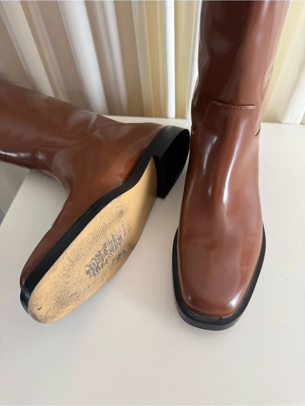 Everlane The Riding Boot Brown Leather Knee-High Cognac Carmel Rum Size 10 Fall